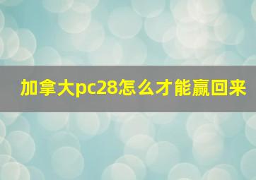 加拿大pc28怎么才能赢回来