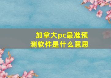 加拿大pc最准预测软件是什么意思