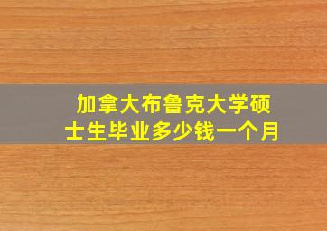 加拿大布鲁克大学硕士生毕业多少钱一个月