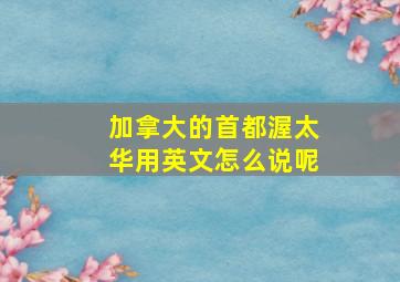 加拿大的首都渥太华用英文怎么说呢