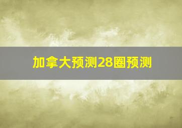 加拿大预测28圈预测