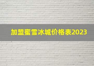 加盟蜜雪冰城价格表2023