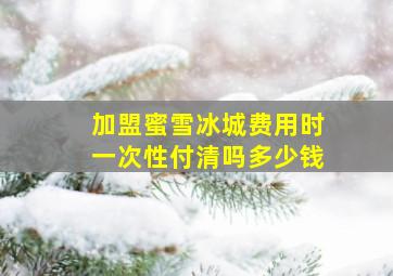 加盟蜜雪冰城费用时一次性付清吗多少钱