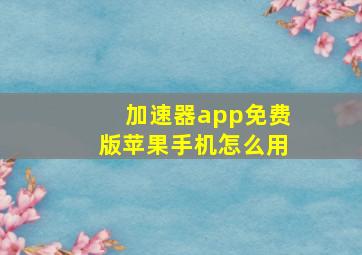 加速器app免费版苹果手机怎么用