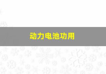 动力电池功用