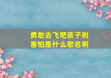 勇敢去飞吧孩子别害怕是什么歌名啊