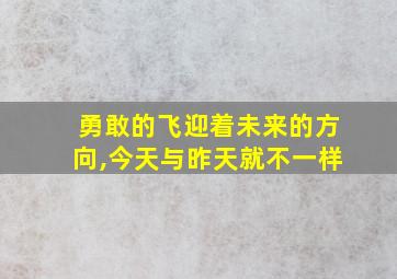 勇敢的飞迎着未来的方向,今天与昨天就不一样