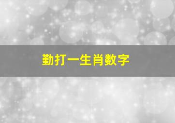 勤打一生肖数字