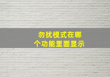 勿扰模式在哪个功能里面显示