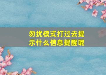 勿扰模式打过去提示什么信息提醒呢