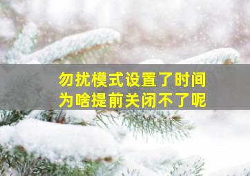 勿扰模式设置了时间为啥提前关闭不了呢