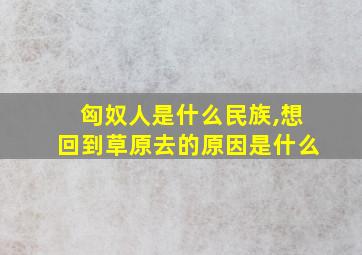 匈奴人是什么民族,想回到草原去的原因是什么