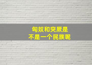 匈奴和突厥是不是一个民族呢