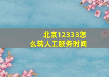 北京12333怎么转人工服务时间