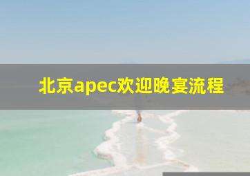 北京apec欢迎晚宴流程