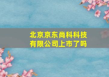 北京京东尚科科技有限公司上市了吗