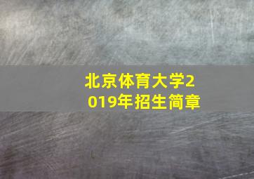 北京体育大学2019年招生简章