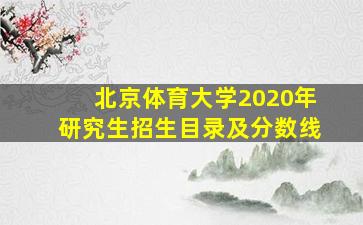 北京体育大学2020年研究生招生目录及分数线