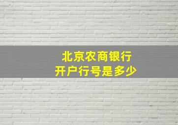 北京农商银行开户行号是多少