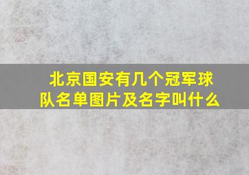 北京国安有几个冠军球队名单图片及名字叫什么