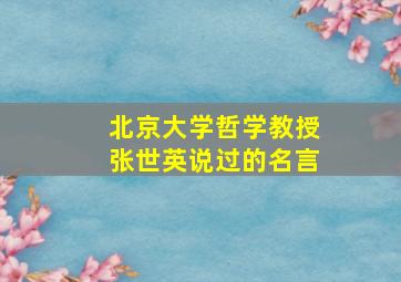 北京大学哲学教授张世英说过的名言