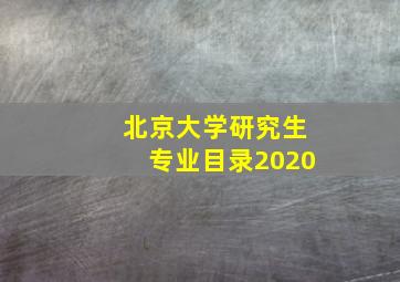 北京大学研究生专业目录2020