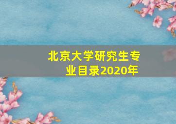 北京大学研究生专业目录2020年