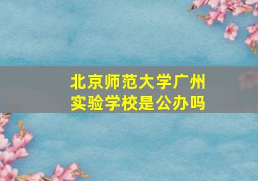 北京师范大学广州实验学校是公办吗