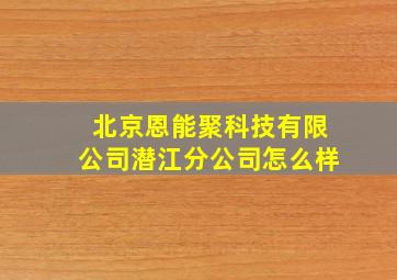 北京恩能聚科技有限公司潜江分公司怎么样