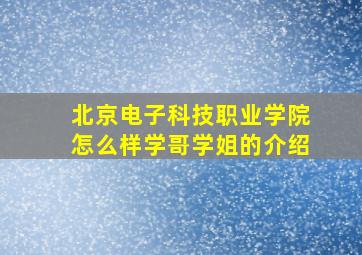 北京电子科技职业学院怎么样学哥学姐的介绍