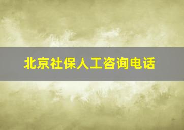 北京社保人工咨询电话