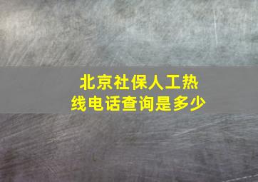 北京社保人工热线电话查询是多少