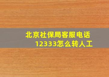 北京社保局客服电话12333怎么转人工