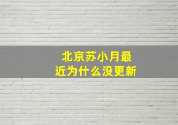 北京苏小月最近为什么没更新