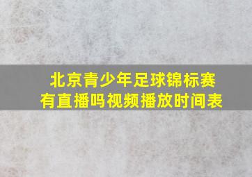 北京青少年足球锦标赛有直播吗视频播放时间表