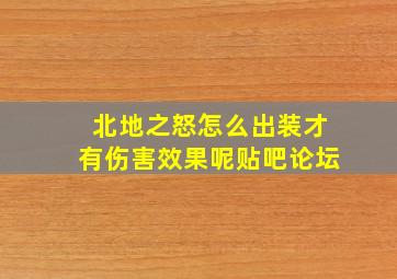 北地之怒怎么出装才有伤害效果呢贴吧论坛