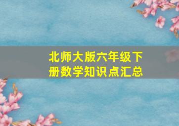 北师大版六年级下册数学知识点汇总