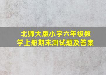 北师大版小学六年级数学上册期末测试题及答案