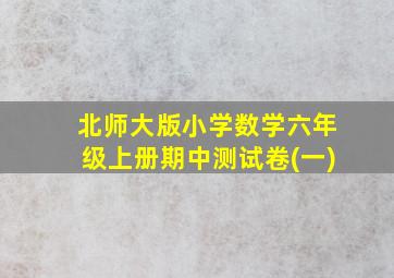 北师大版小学数学六年级上册期中测试卷(一)