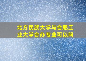 北方民族大学与合肥工业大学合办专业可以吗