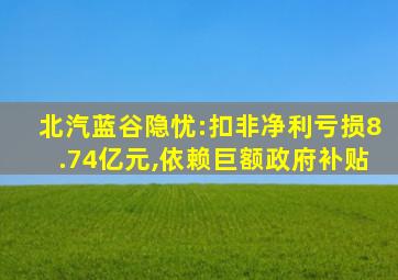 北汽蓝谷隐忧:扣非净利亏损8.74亿元,依赖巨额政府补贴