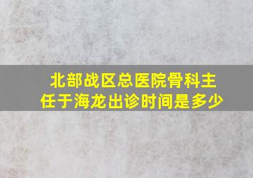 北部战区总医院骨科主任于海龙出诊时间是多少