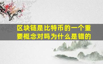 区块链是比特币的一个重要概念对吗为什么是错的