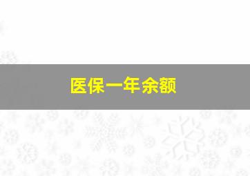 医保一年余额