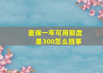 医保一年可用额度是300怎么回事