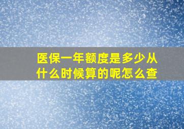 医保一年额度是多少从什么时候算的呢怎么查