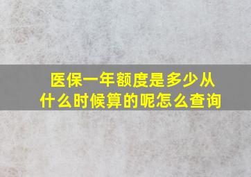 医保一年额度是多少从什么时候算的呢怎么查询