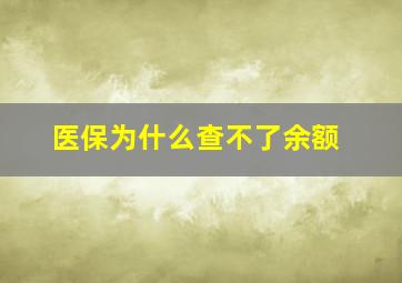 医保为什么查不了余额