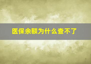 医保余额为什么查不了