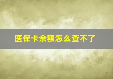 医保卡余额怎么查不了